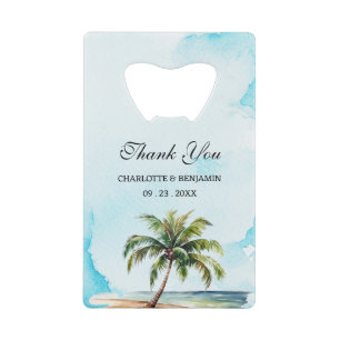 Palmboom Strand Bruiloft Geschenk Creditkaart Flessenopener