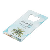 Palmboom Strand Bruiloft Geschenk Creditkaart Flessenopener (Achterkant Gekanteld)