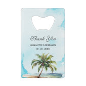 Palmboom Strand Bruiloft Geschenk Creditkaart Flessenopener (Achterkant)