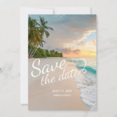 Palmboom Strand Huwelijk Save The Date (Voorkant)