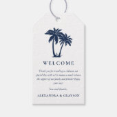 Palmboom Strand Nautical Navy Huwelijk  Cadeaulabel (Voorkant)