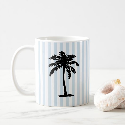 Palmboom strand nautical streep koffiemok (Met donut)