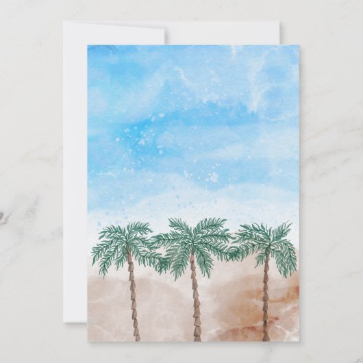 Palmboom strand oceaan eiland tropisch kaart (Achterkant)