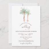 Palmboom strand oceaan eiland tropische uitnodigin kaart (Voorkant)