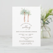 Palmboom strand oceaan eiland tropische uitnodigin kaart (Staand voorkant)