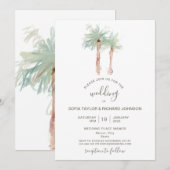 Palmboom strand oceaan eiland tropische uitnodigin kaart (Voorkant / Achterkant)