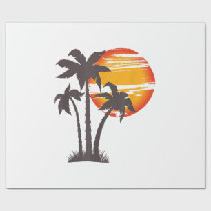 Palmboom Strand Oceaan Zomer Vakantie Zonsondergan Cadeaupapier
