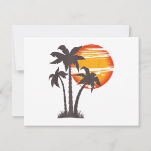 Palmboom strand oceaan zomer vakantie zonsondergan save the date