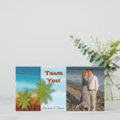 Palmboom / Strand thema bruiloft / evenement Bedankkaart (Staand voorkant)