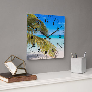 Palmboom strand thema wandklok
