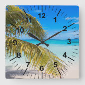 Palmboom strand thema wandklok (Voorkant)