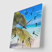 Palmboom strand thema wandklok (Hoek)