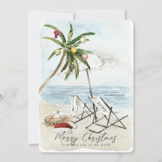 Palmboom & strandstoelen Tropische vakantie Kaart (Voorkant)