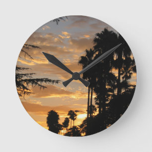 Palmboom Sunset Wall Clock Ronde Klok