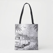 Palmboom Surf Escape Kleuren Tote Bag (Voorkant)