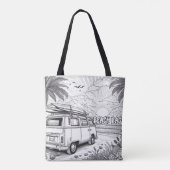 Palmboom Surf Escape Kleuren Tote Bag (Achterkant)