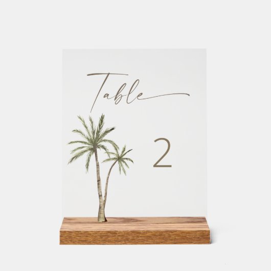 Palmboom tafel nummer acryl teken bord (Voorkant)