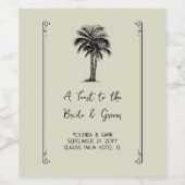  palmboom toast op de bruid en bruidegom wijn etiket (Enkel label)