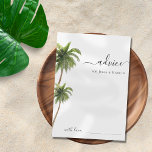 Palmboom Tropical Beach Destination Wedination Advieskaart<br><div class="desc">Deze elegante,  waterverf advieskaarten zouden een geweldige aanvulling op uw vrijgezellenfeest benodigdheden maken! Pas de tekst eenvoudig aan door op de optie "personaliseren" te klikken.</div>