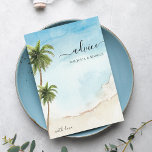 Palmboom Tropical Beach Destination Wedination Advieskaart<br><div class="desc">Deze elegante,  waterverf advieskaarten zouden een geweldige aanvulling op uw vrijgezellenfeest benodigdheden maken! Pas de tekst eenvoudig aan door op de optie "personaliseren" te klikken.</div>