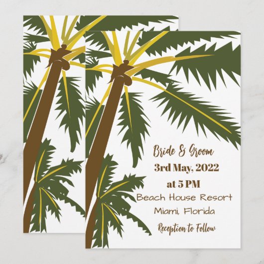 Palmboom Tropical Beach Destination Wedination Kaart (Voorkant / Achterkant)