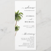 Palmboom Tropical Beach Destination Wedination Programmakaart (Voorkant)