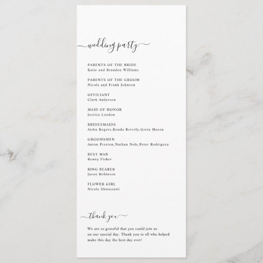 Palmboom Tropical Beach Destination Wedination Programmakaart (Achterkant)