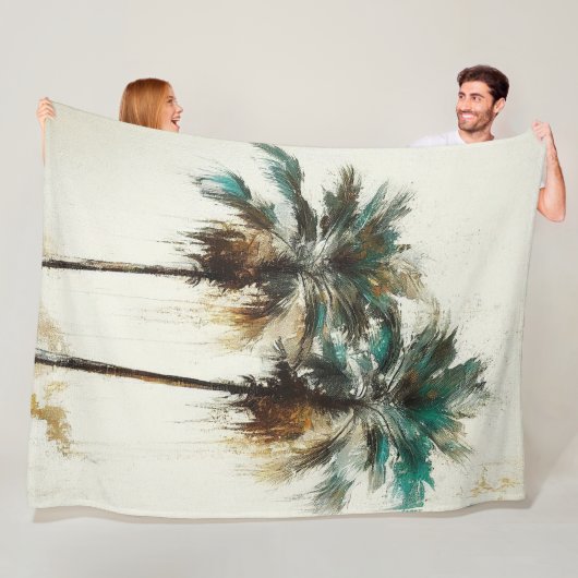 Palmboom Tropical Fleece Blanket Deken (In situ)