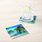 Palmboom Tropical Island Beach Kartonnen Onderzetters (Insitu)