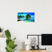 Palmboom Tropical Island Beach Poster (Thuiskantoor)