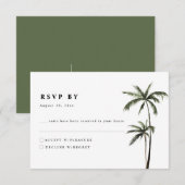 Palmboom Tropical Island Minimale strand Wedding RSVP Kaartje (Voorkant / Achterkant)