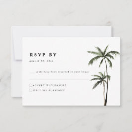 Palmboom Tropical Island Minimale strand Wedding RSVP Kaartje