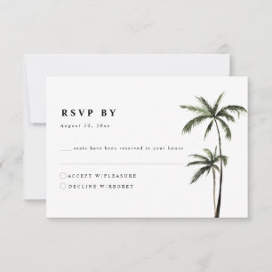Palmboom Tropical Island Minimale strand Wedding RSVP Kaartje