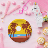 Palmboom Tropical Island Sunset Papieren Bordje (Feest)