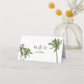 Palmboom Tropical Minimal Green Wedding Plaatskaartje (Achterkant)