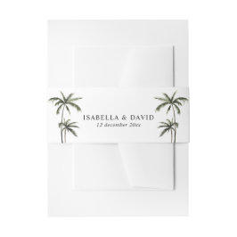 Palmboom Tropical Minimal Green Wedding Uitnodigingen Wikkel
