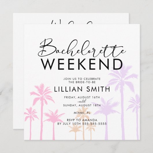 Palmboom Tropisch Afscheidscade Weekend Kaart (Voorkant / Achterkant)