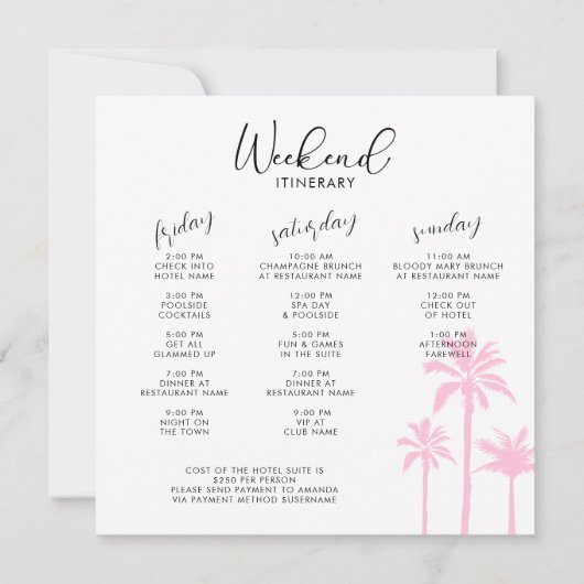 Palmboom Tropisch Afscheidscade Weekend Kaart (Achterkant)