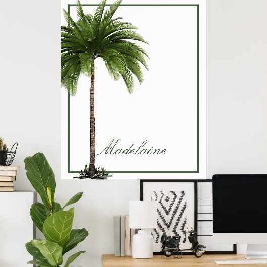 palmboom Tropisch Elegant Persoonlijk Poster (Thuiskantoor)