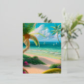 Palmboom Tropisch Folie Feestdagen Briefkaart (Staand Voorkant)