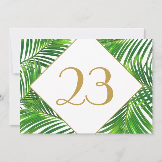 Palmboom Tropisch groen Strand Tafelnummers (Voorkant)
