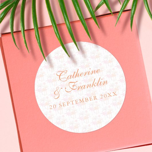  palmboom Tropisch huwelijk Ronde Sticker