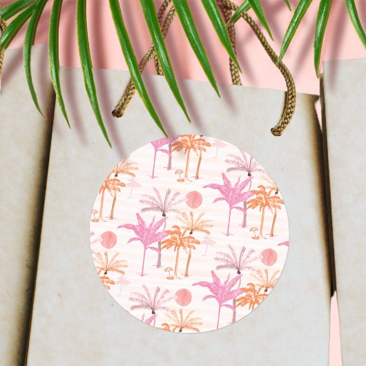 palmboom Tropisch huwelijk Ronde Sticker