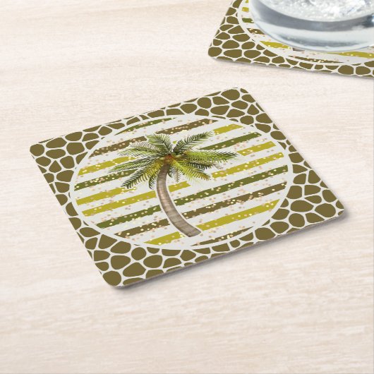 Palmboom Tropisch Kartonnen Onderzetters (Schuin)