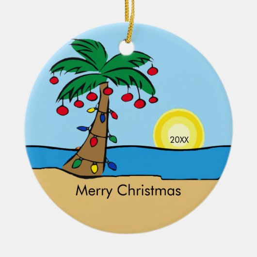 Palmboom Tropisch Kerst Ornament (Voorkant)