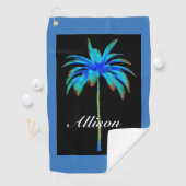 Palmboom Tropisch kleurig blauw, speciaal geperson Golfhanddoek (Insitu)