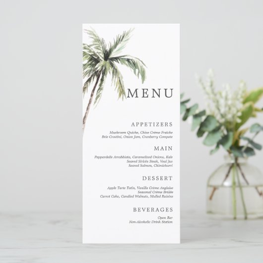 Palmboom Tropisch | Menu Minimale weddenschap (Staand voorkant)