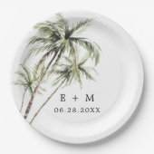 Palmboom Tropisch | Minimaal Huwelijk Papieren Bordje (Voorkant)