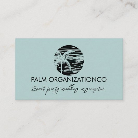 Palmboom Tropisch Minimaal Logo Visitekaartje (Voorkant)
