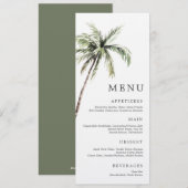 Palmboom Tropisch | Minimaal Trouwserifmenu Kaart (Voorkant / Achterkant)
